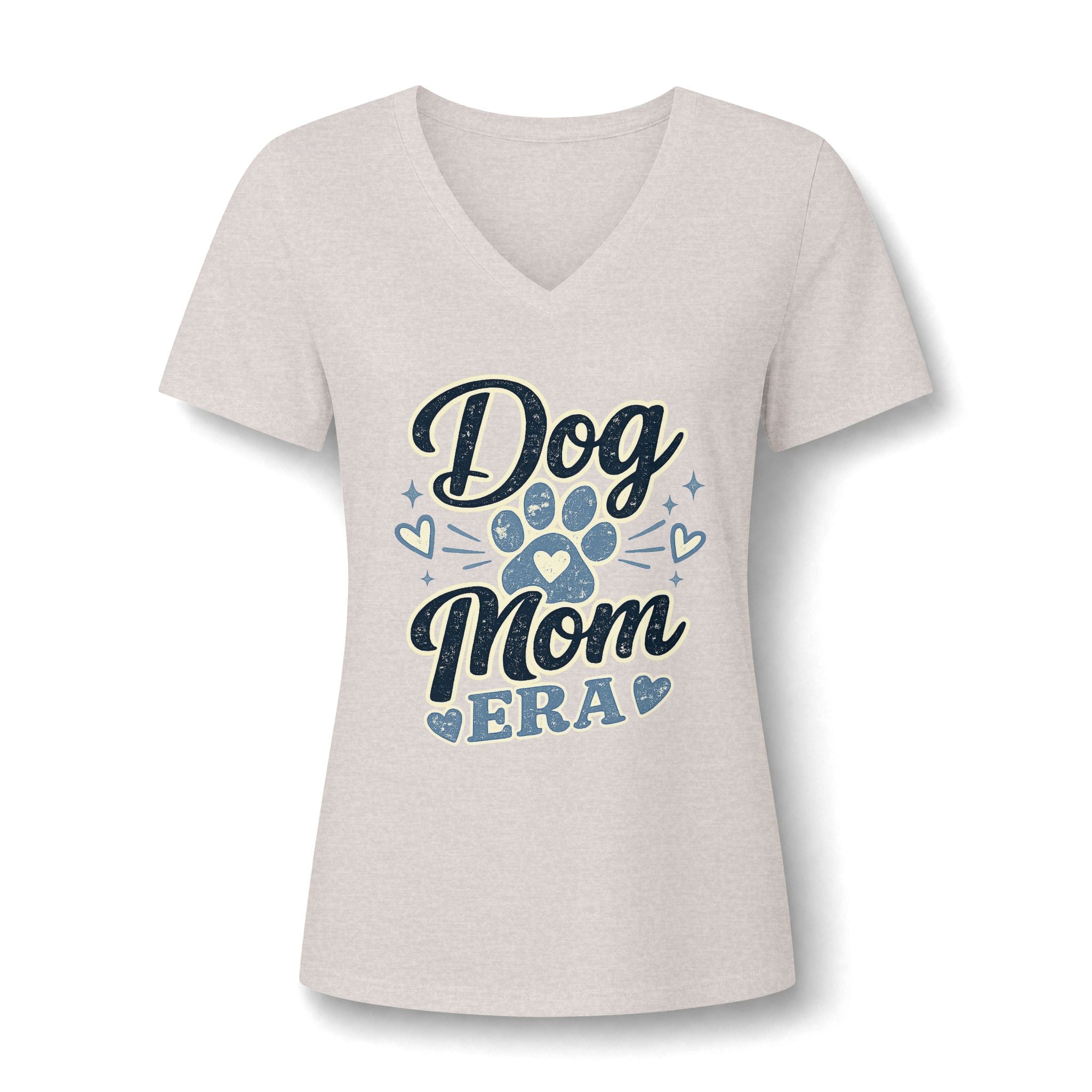 Dog Mom Era V-Neck T-Shirt | Dusty Blue