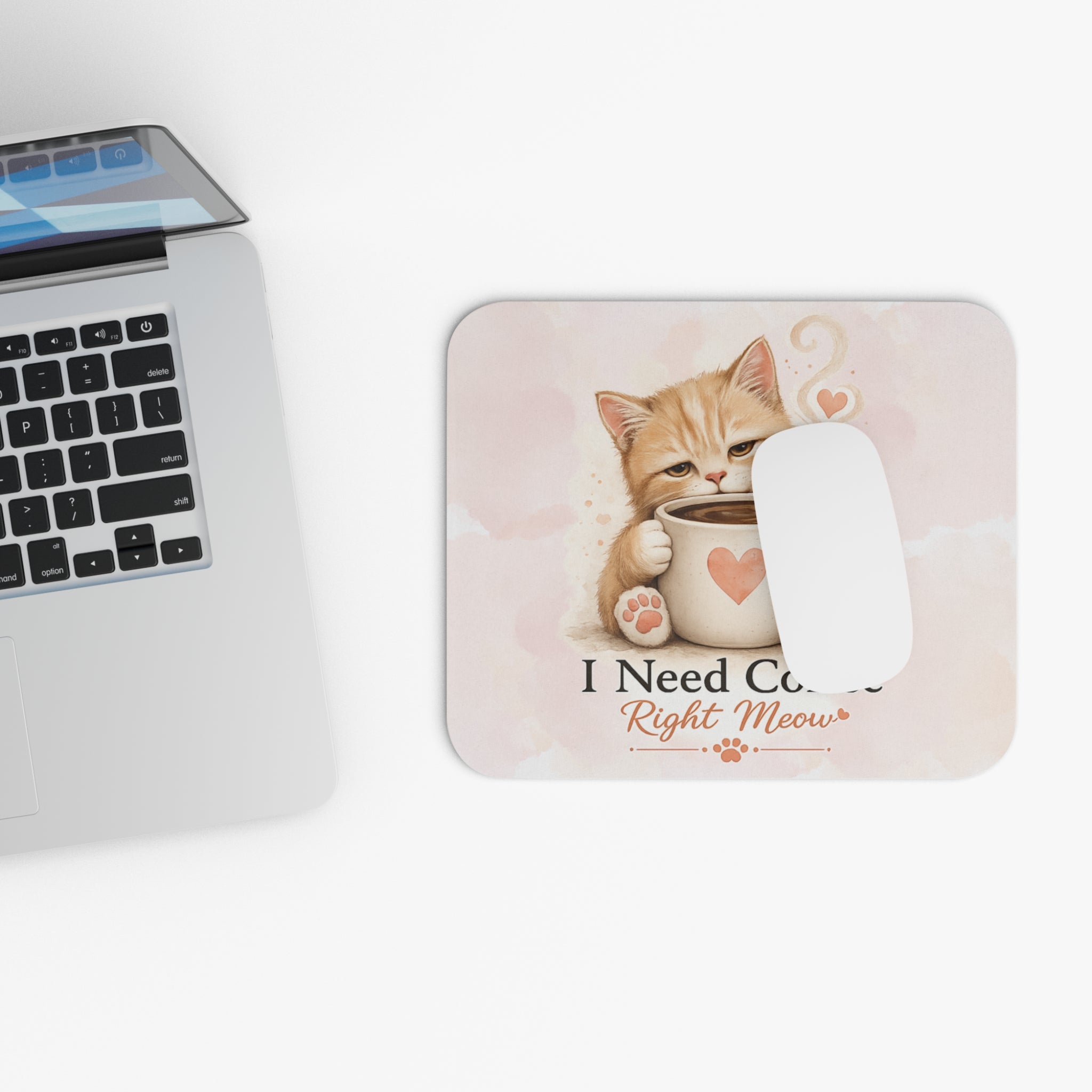 I Need Coffee Right Meow Mouse Pad | Cat Lover Gift