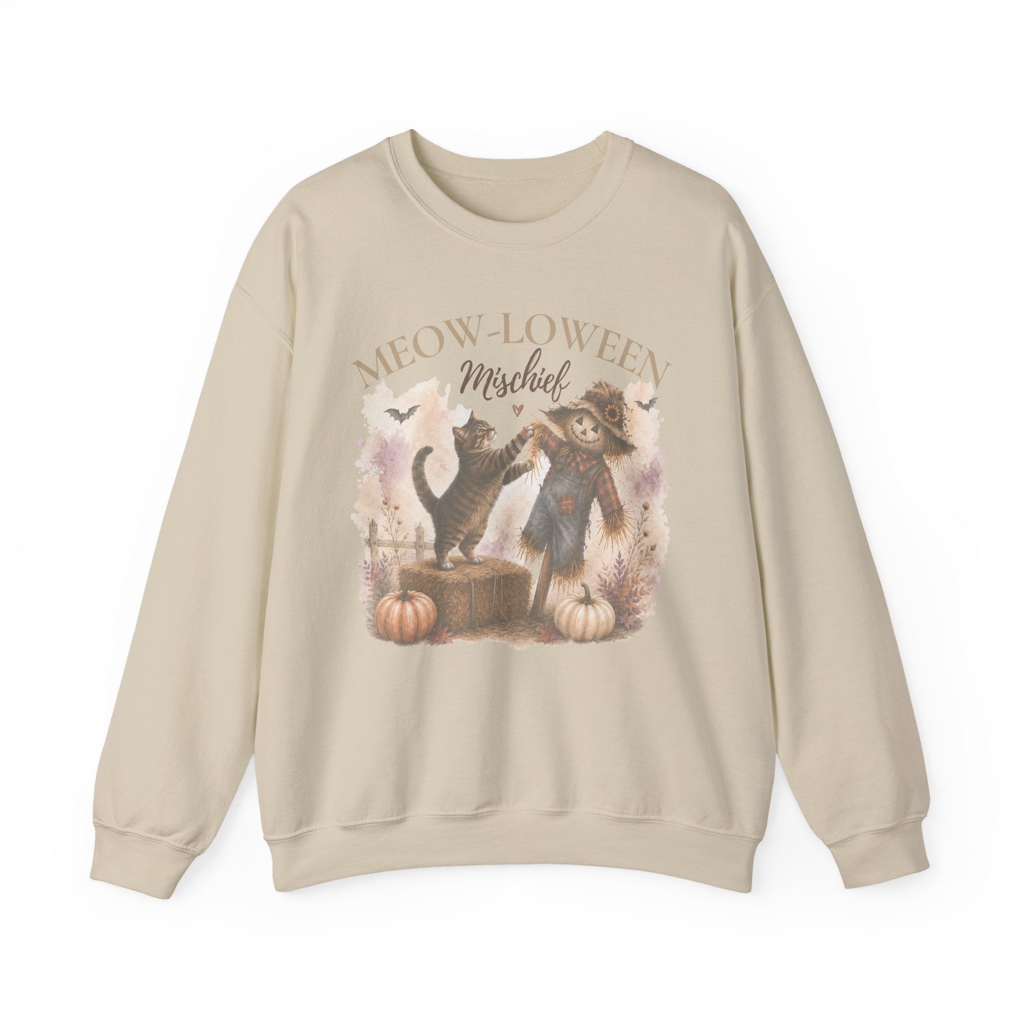 Meow-Loween Mischief Cat Sweatshirt | Halloween Crewneck for Cat Lovers