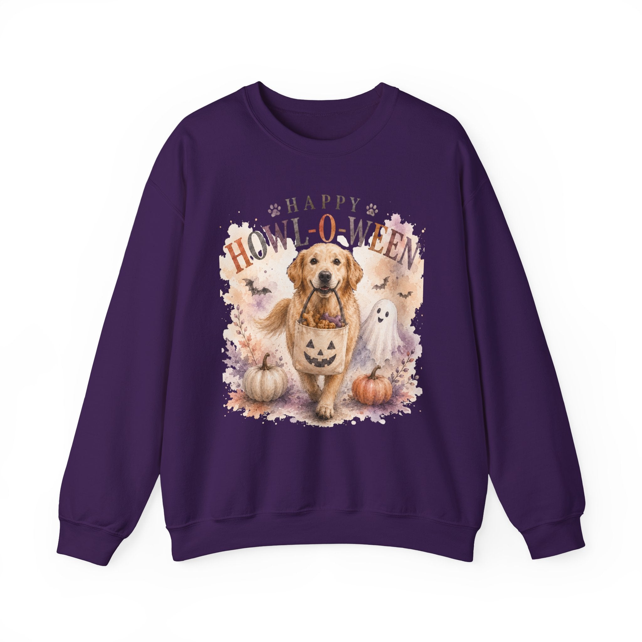Happy Howl-O-Ween Dog Crewneck Sweatshirt | Cute Halloween Puppy Shirt