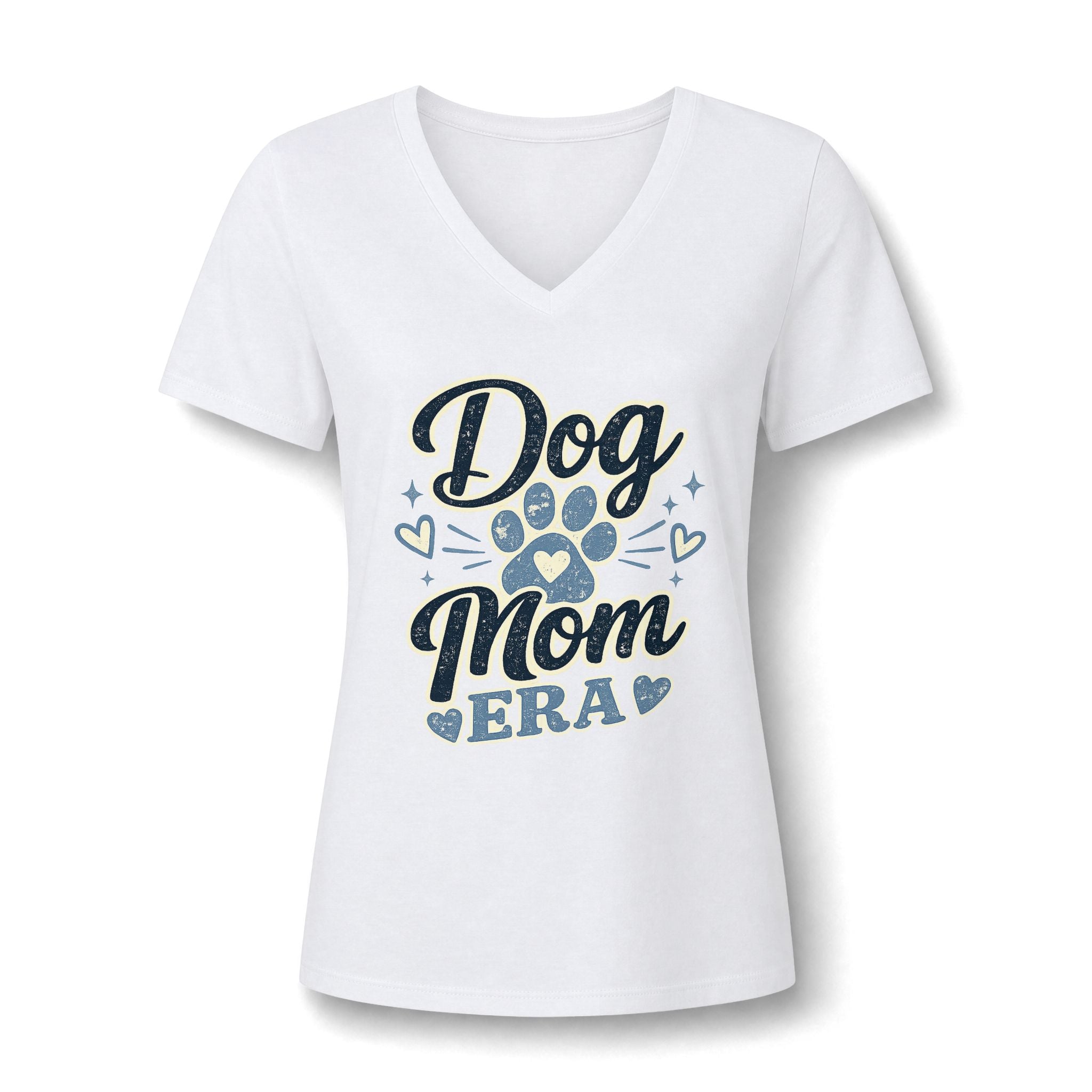 Dog Mom Era V-Neck T-Shirt | Dusty Blue