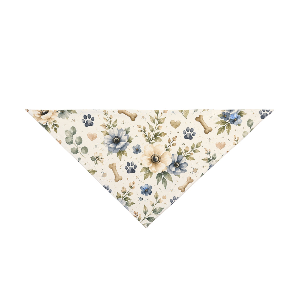 Watercolor Pet Bandana | Blue & Cream Floral
