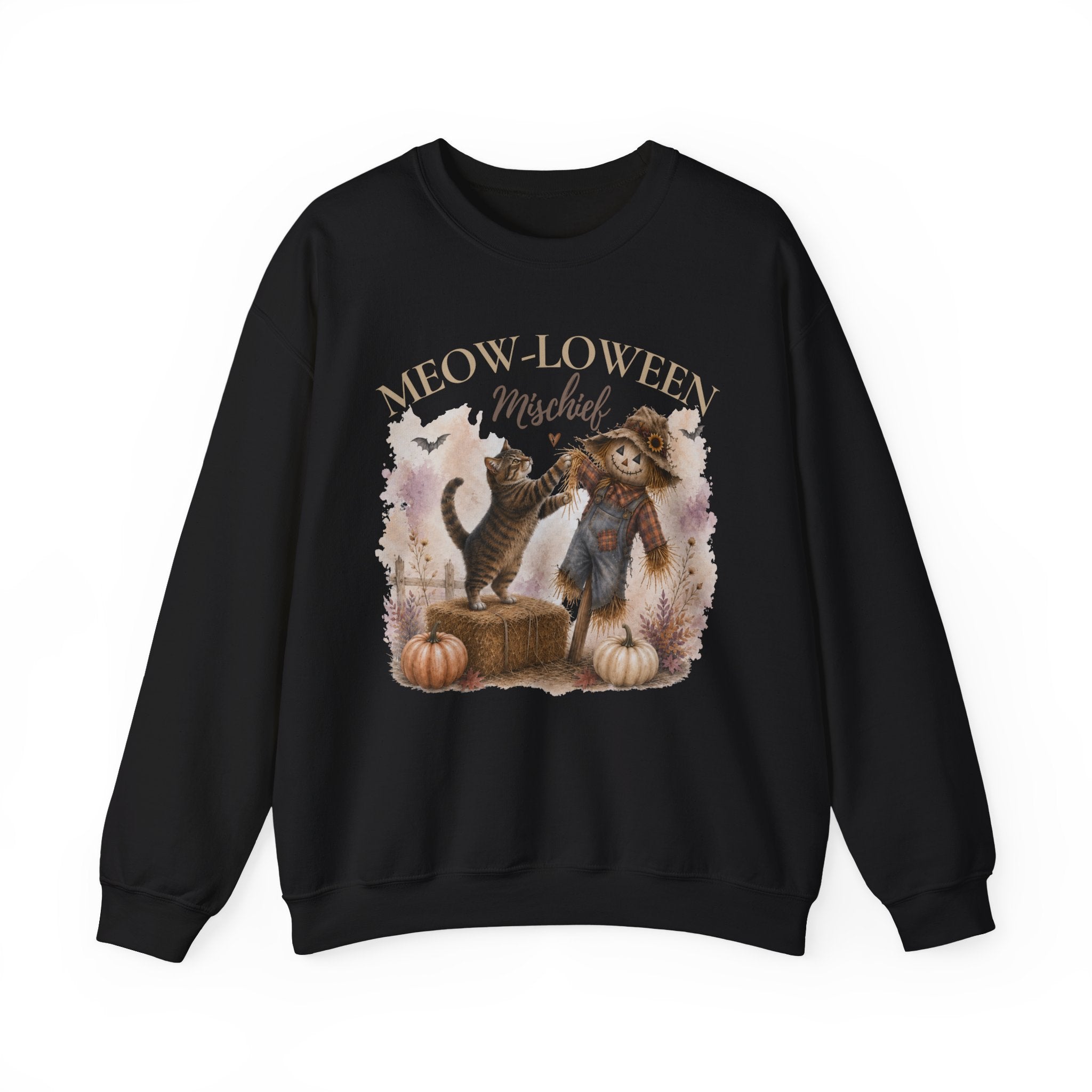 Meow-Loween Mischief Cat Sweatshirt | Halloween Crewneck for Cat Lovers