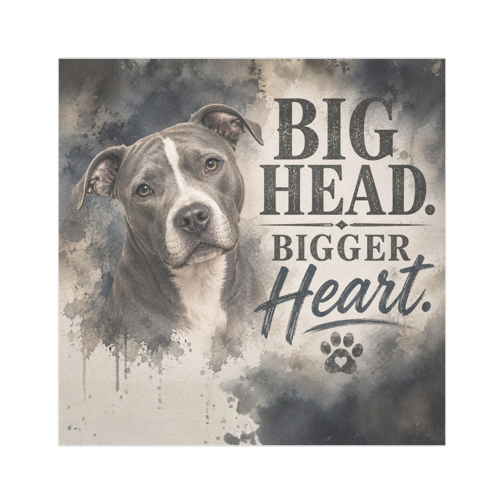 Big Head Bigger Heart | Watercolor Pit Bull Magnet