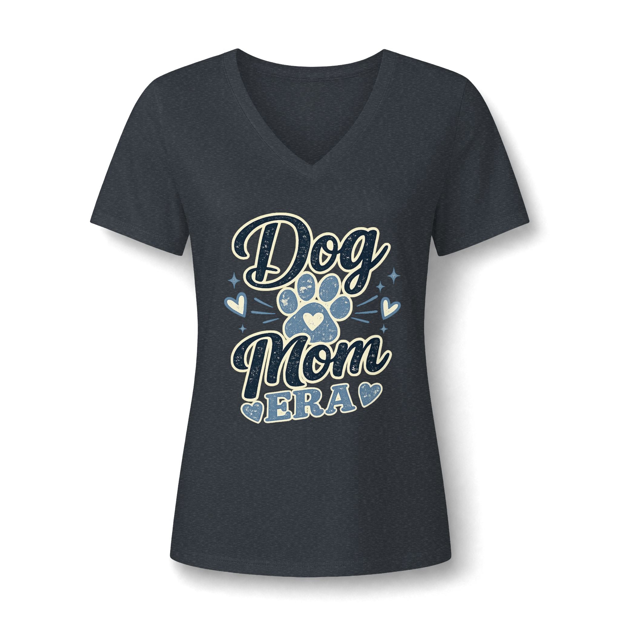 Dog Mom Era V-Neck T-Shirt | Dusty Blue