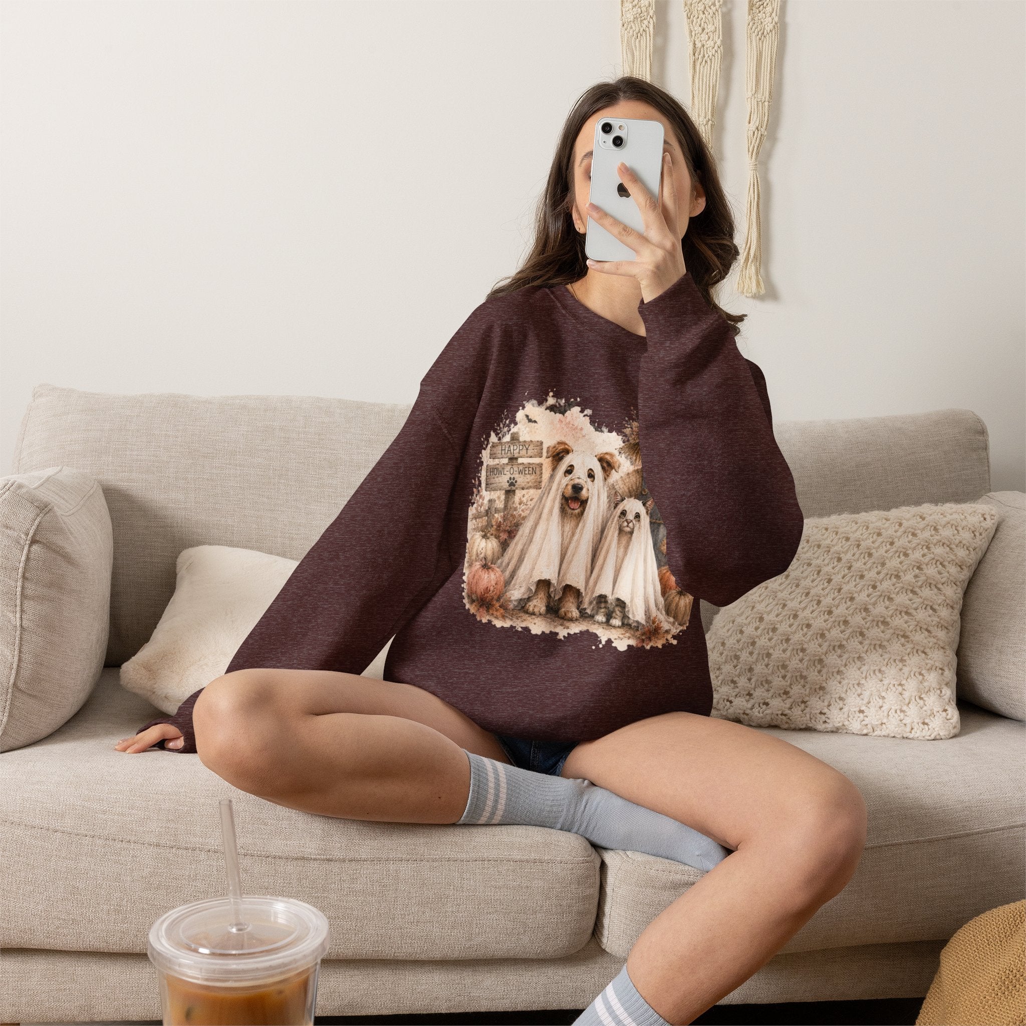 Spooky Paws Halloween Crewneck Sweatshirt | Cute Halloween Dogs