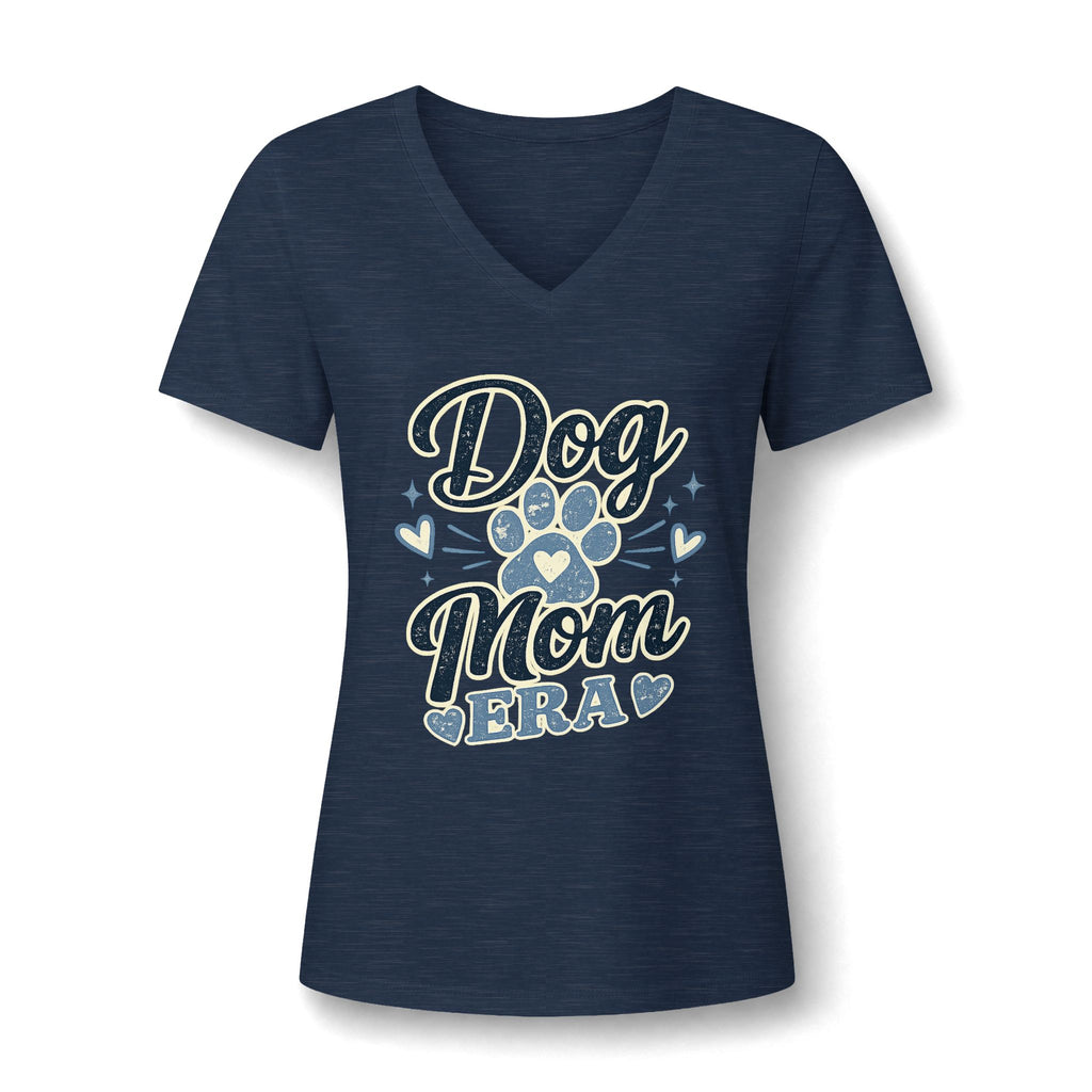 Dog Mom Era V-Neck T-Shirt | Dusty Blue