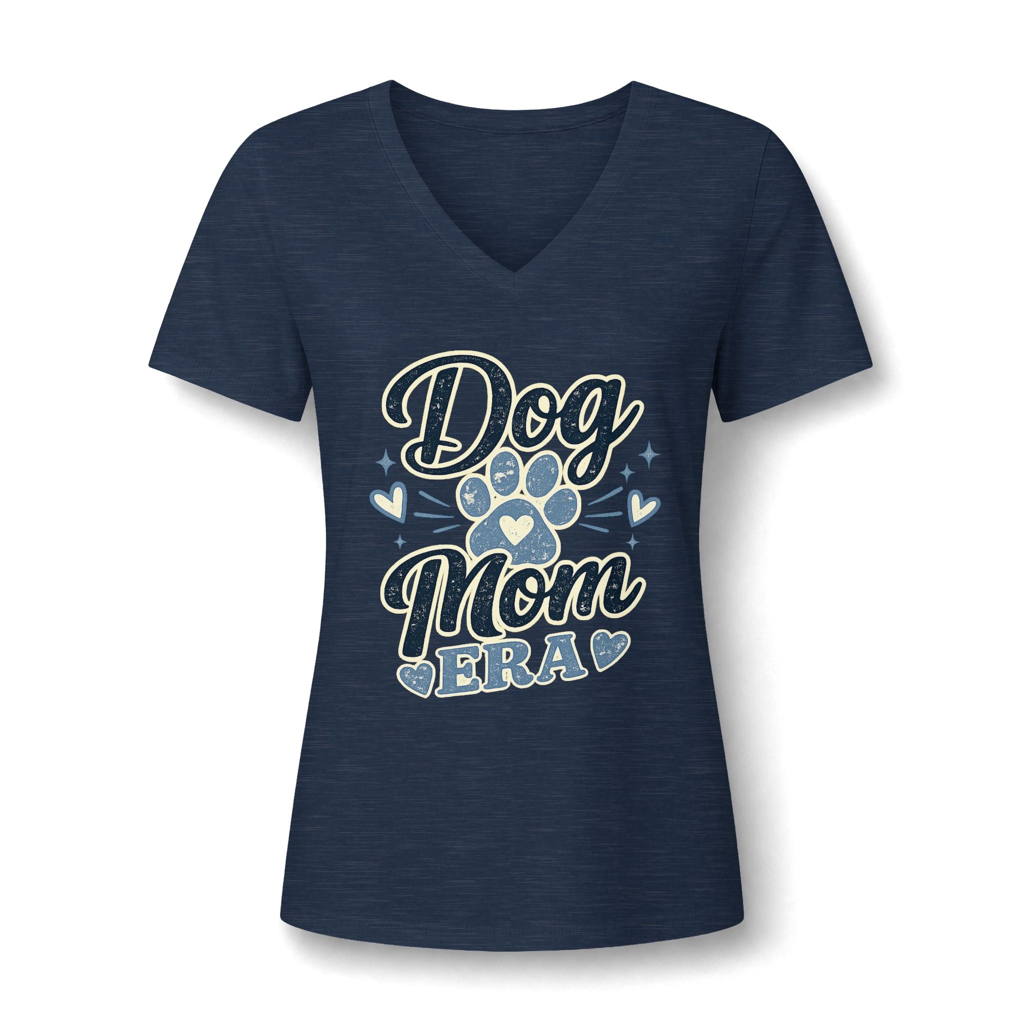 Dog Mom Era V-Neck T-Shirt | Dusty Blue