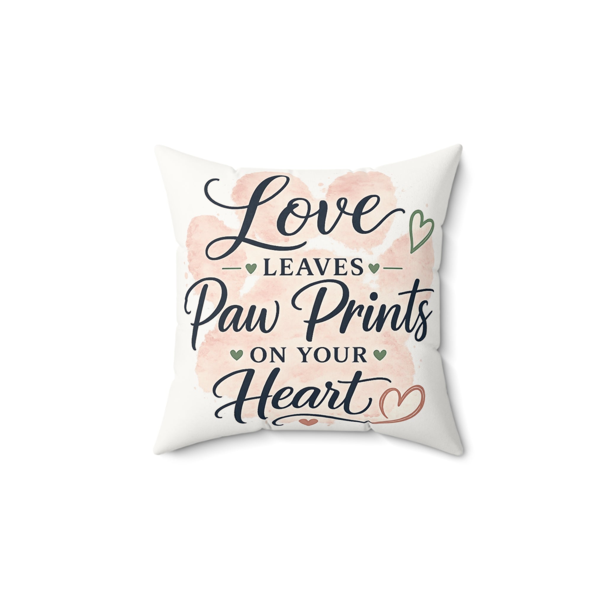 Love Leaves Paw Prints Pillow | Blush