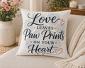 Love Leaves Paw Prints Pillow | Dusty Blue