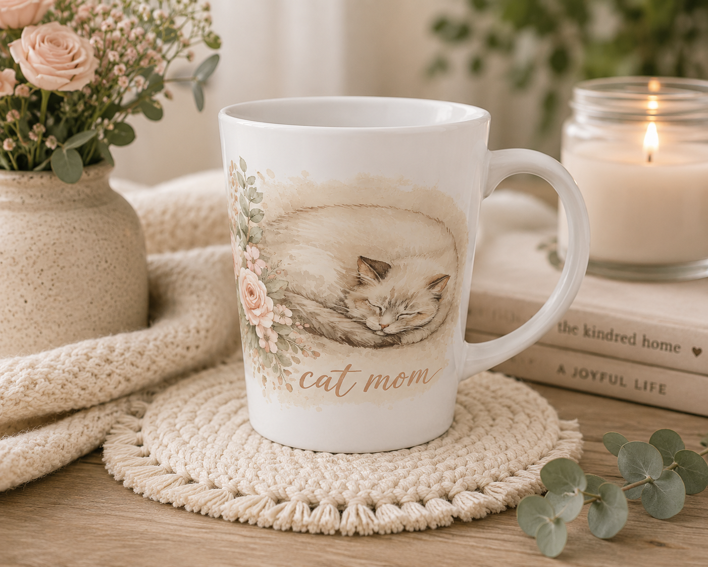 Sleeping Cat Mom Mug | Watercolor