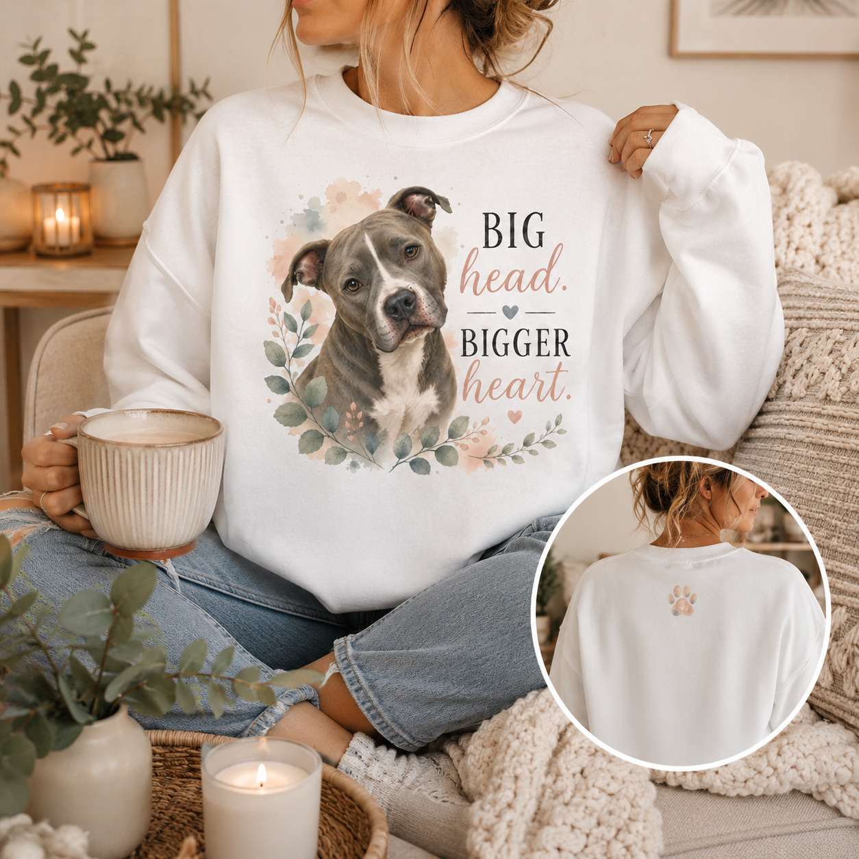 Pit Bull Crewneck Sweatshirt | Big Head, Bigger Heart