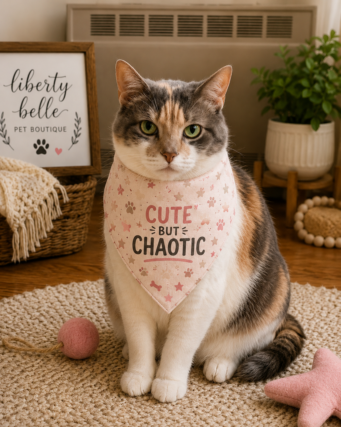 Cute But Chaotic Pet Bandana | Blush Pink & Cream