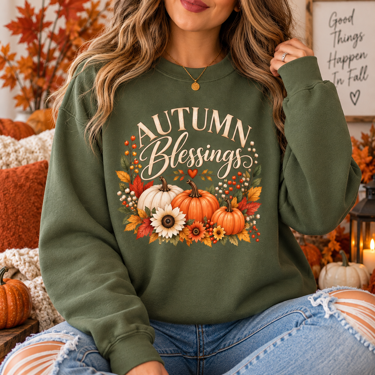 Autumn Blessings Cozy Fall Sweatshirt