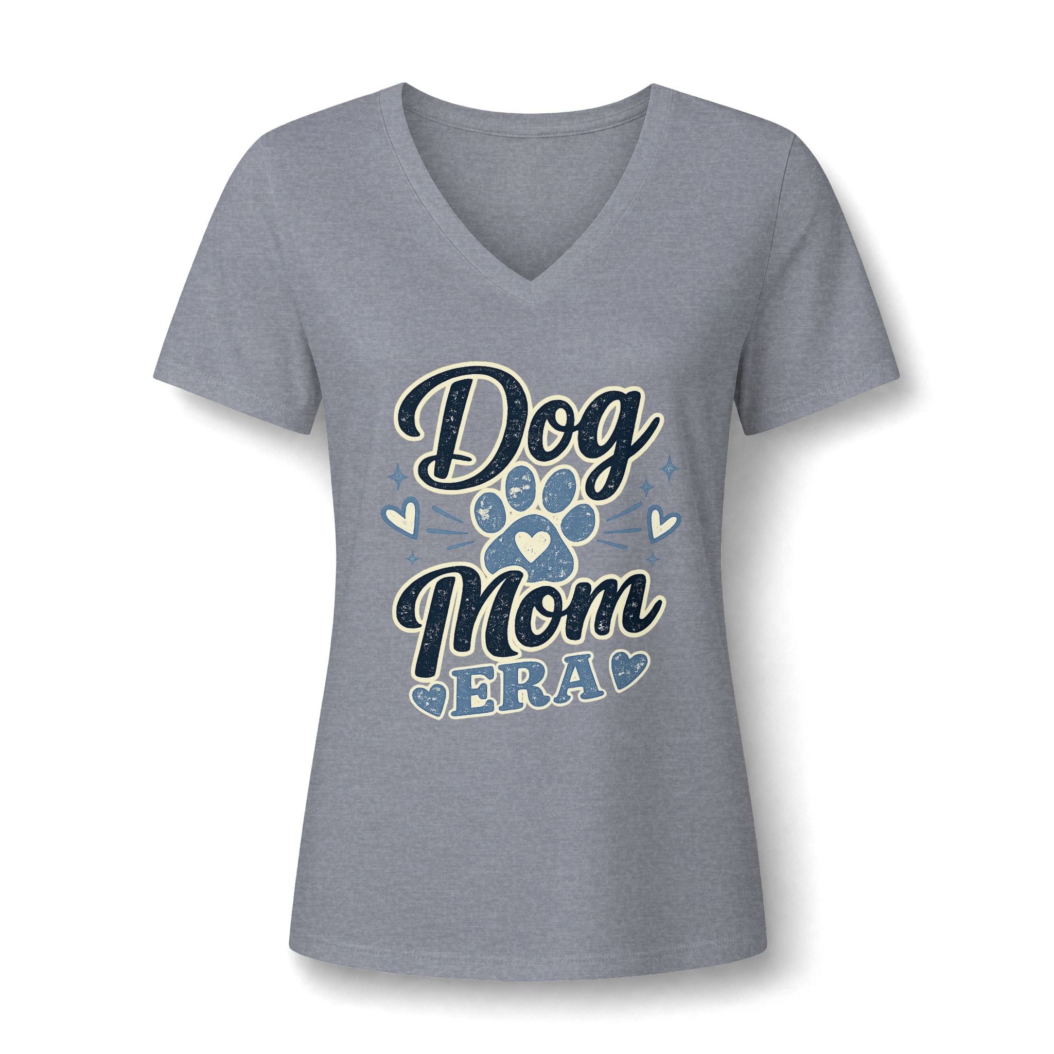 Dog Mom Era V-Neck T-Shirt | Dusty Blue