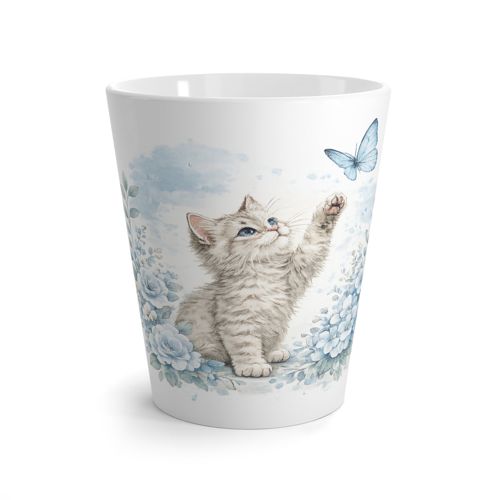 Blue Floral Cat Mug | Watercolor