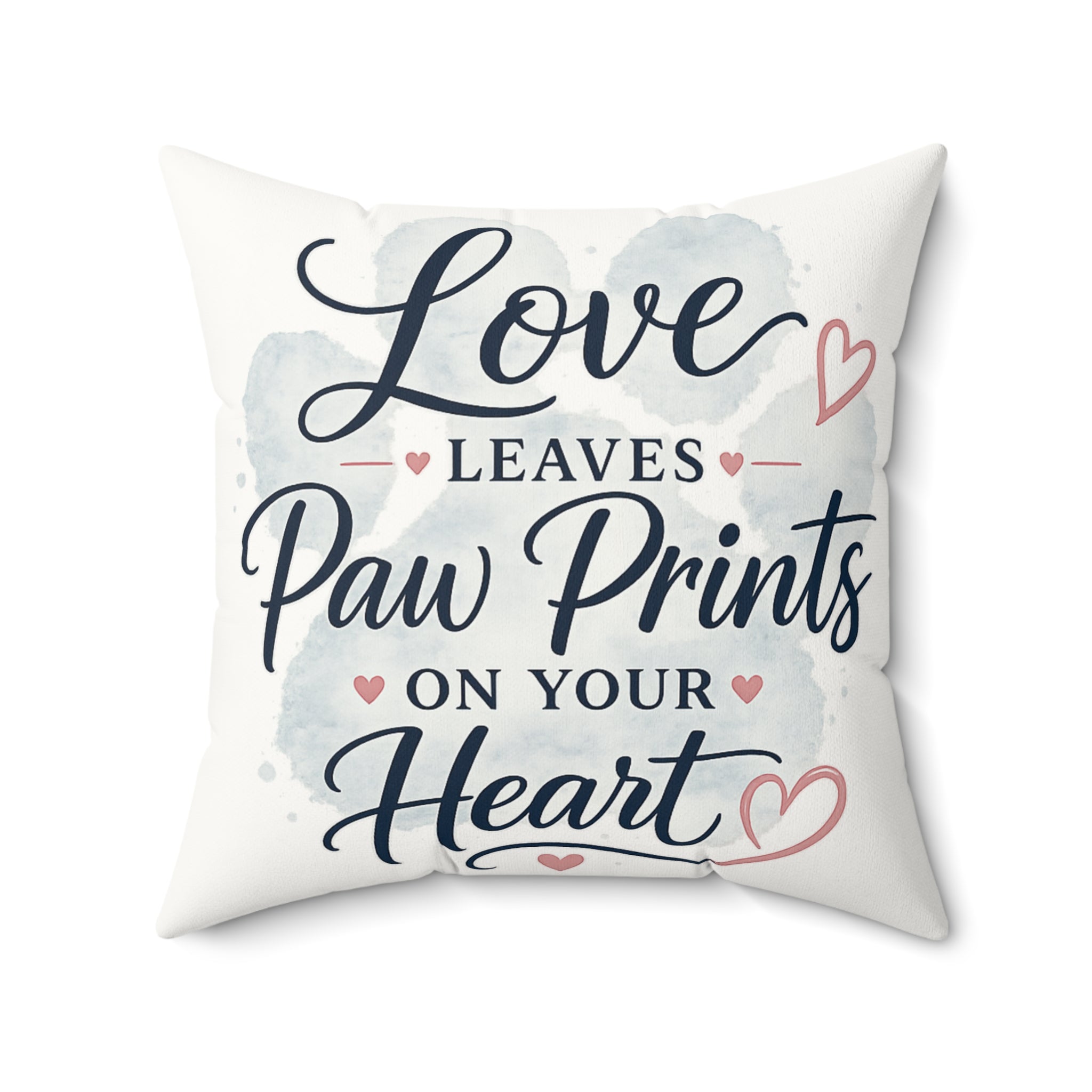 Love Leaves Paw Prints Pillow | Dusty Blue