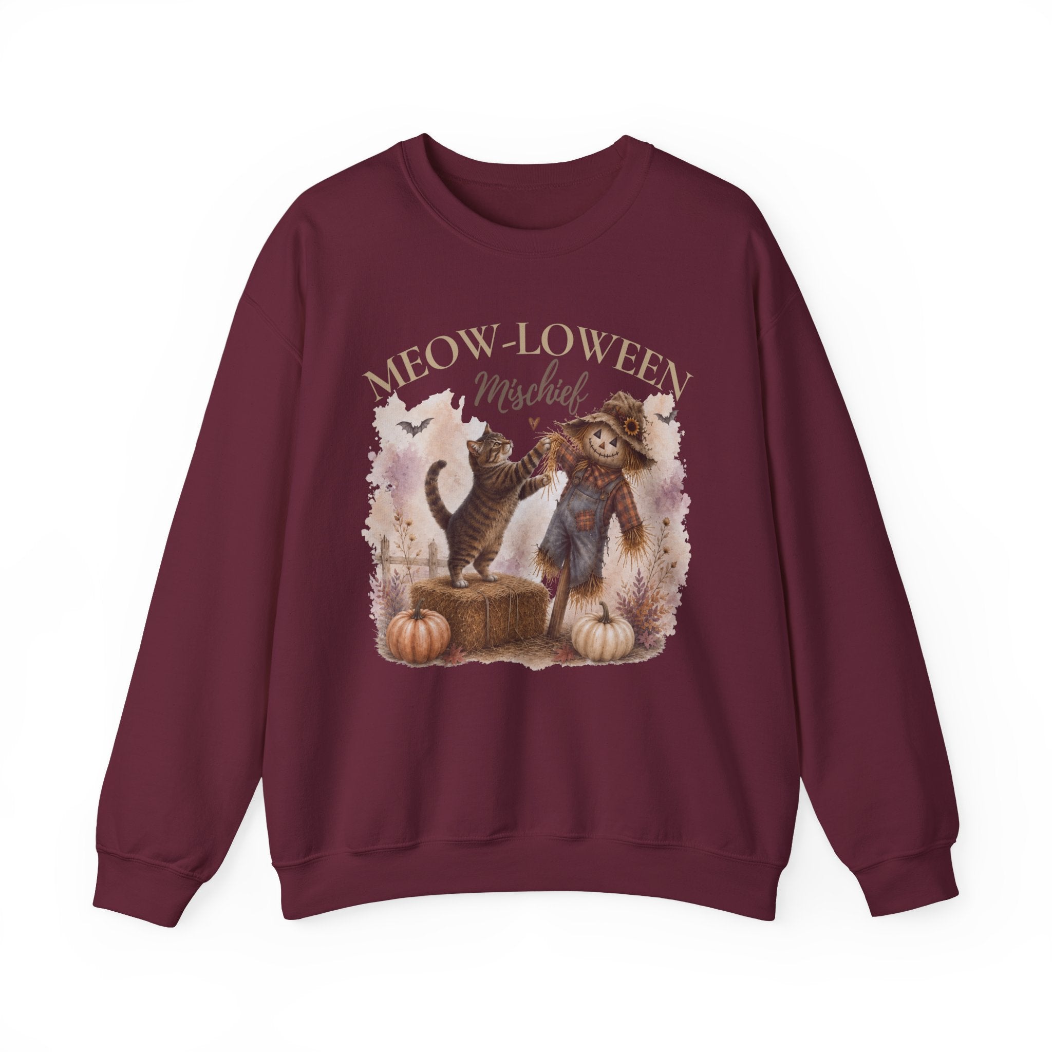 Meow-Loween Mischief Cat Sweatshirt | Halloween Crewneck for Cat Lovers
