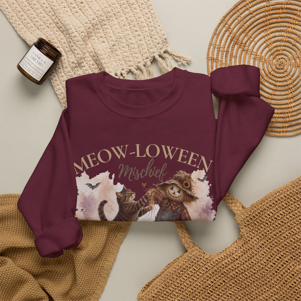 Meow-Loween Mischief Cat Sweatshirt | Halloween Crewneck for Cat Lovers