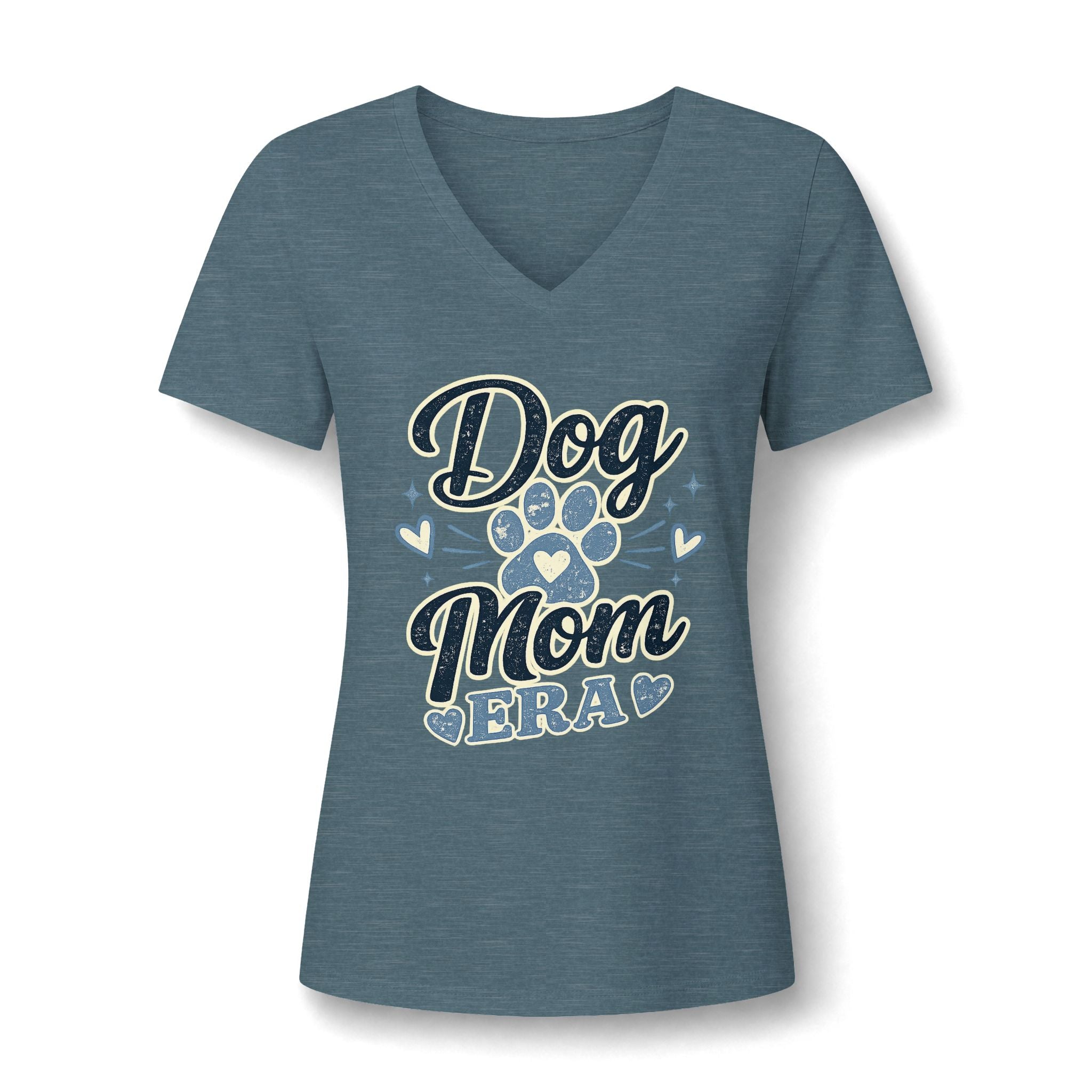 Dog Mom Era V-Neck T-Shirt | Dusty Blue
