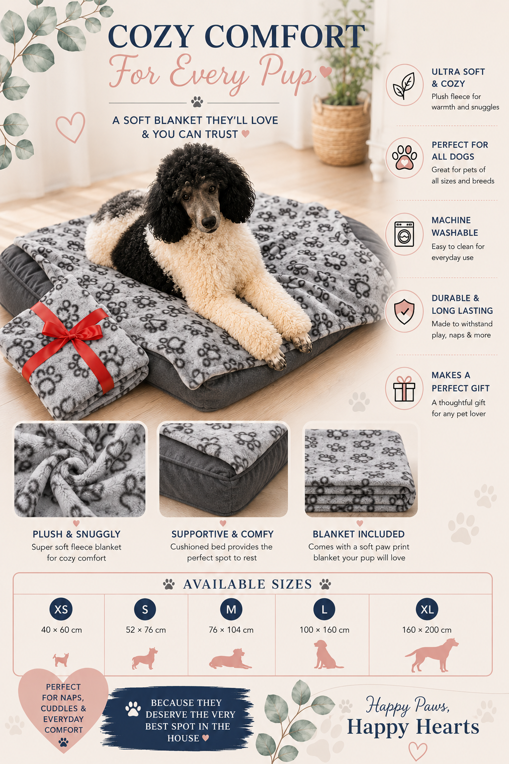 Cozy Paw Print Plush Blanket