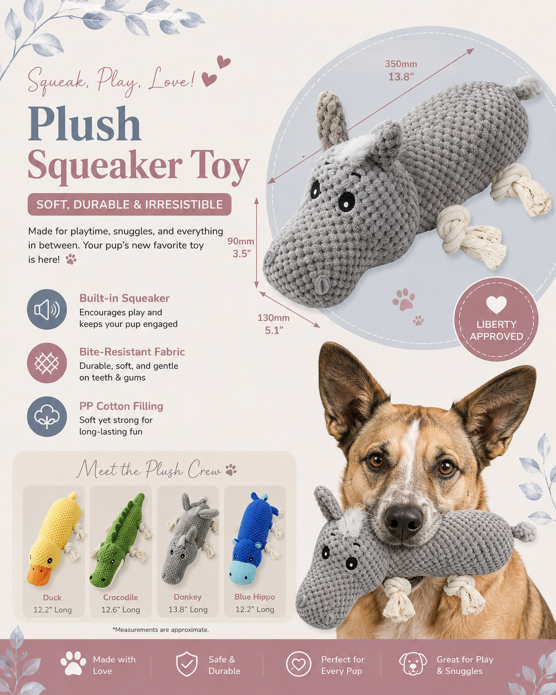 Knotted Plush Squeaker Dog Toy