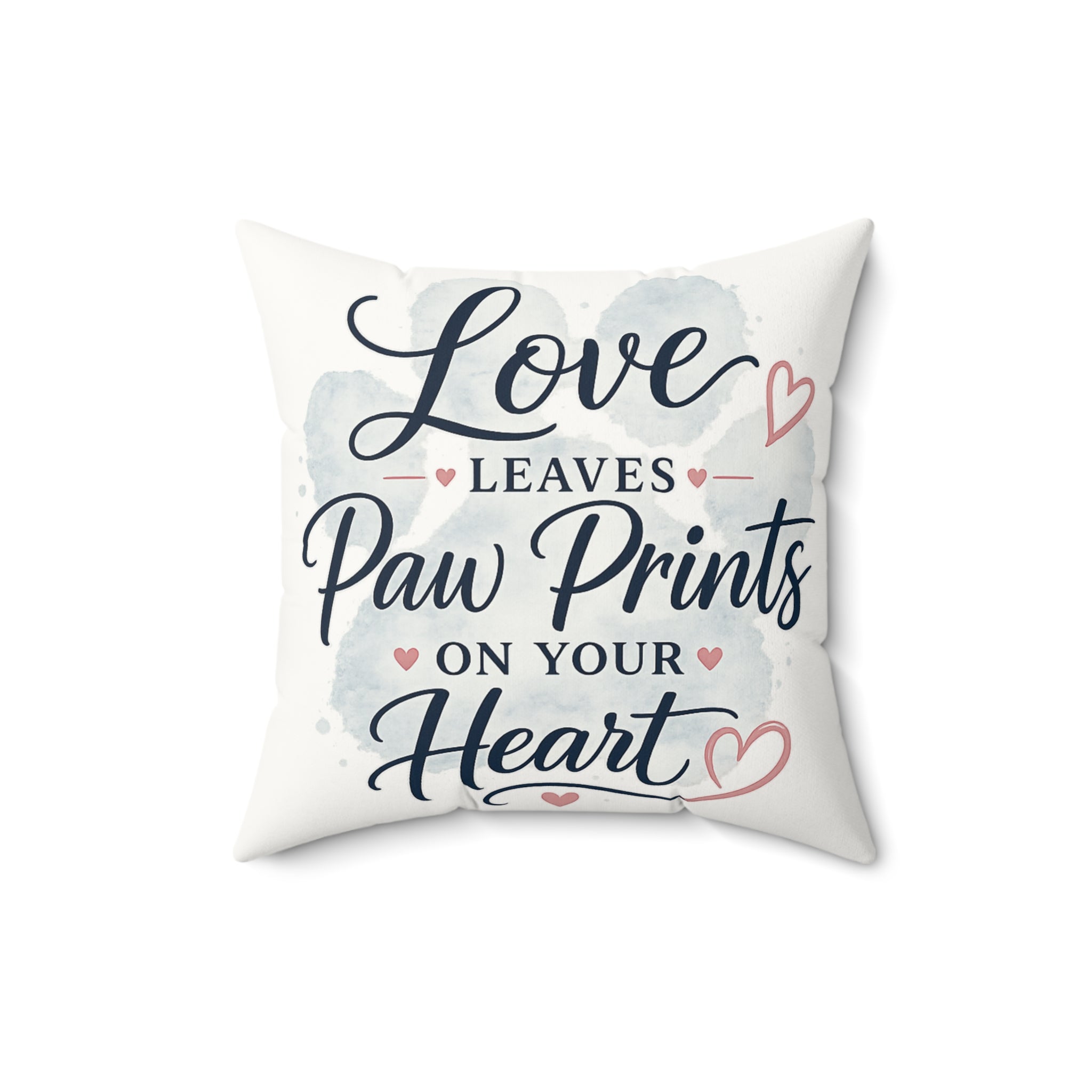Love Leaves Paw Prints Pillow | Dusty Blue
