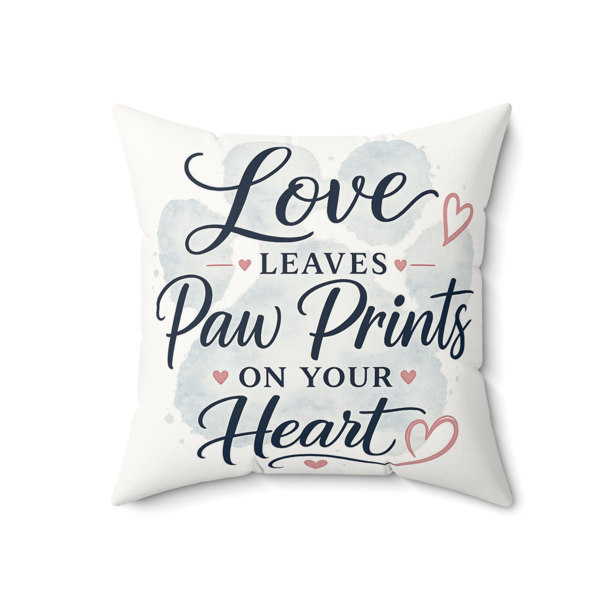 Love Leaves Paw Prints Pillow | Dusty Blue