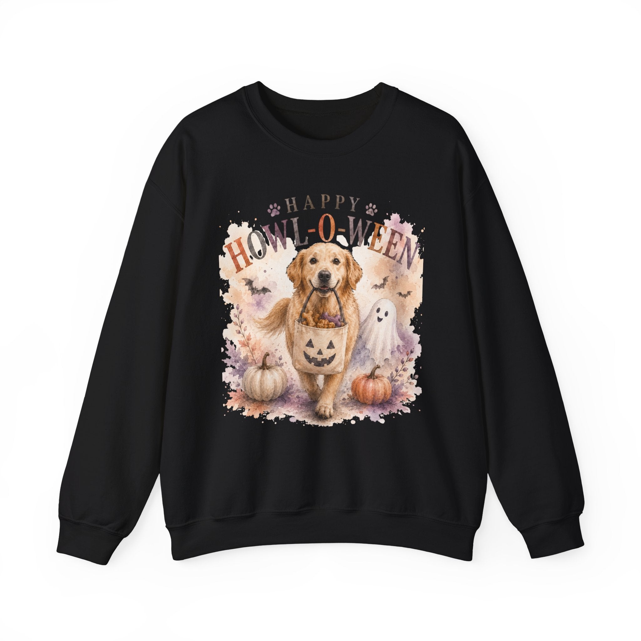 Happy Howl-O-Ween Dog Crewneck Sweatshirt | Cute Halloween Puppy Shirt