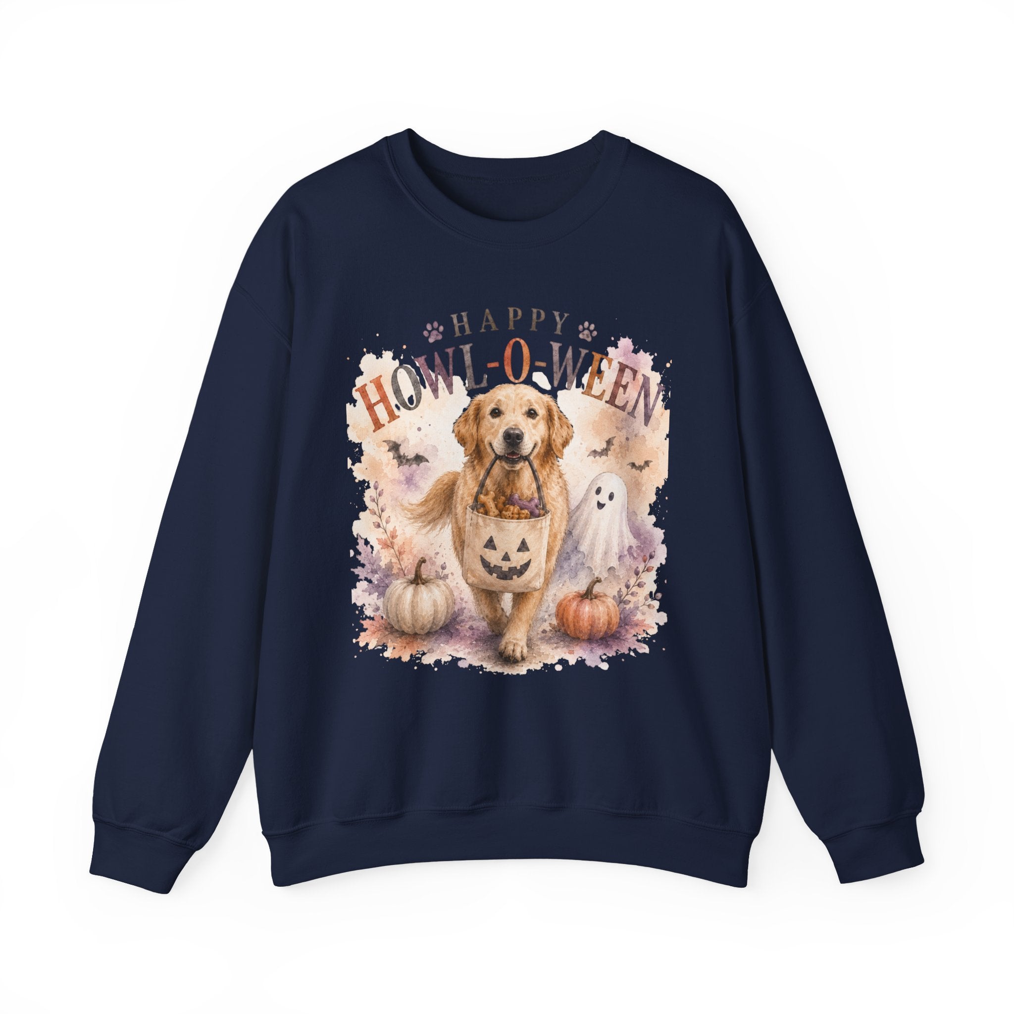 Happy Howl-O-Ween Dog Crewneck Sweatshirt | Cute Halloween Puppy Shirt