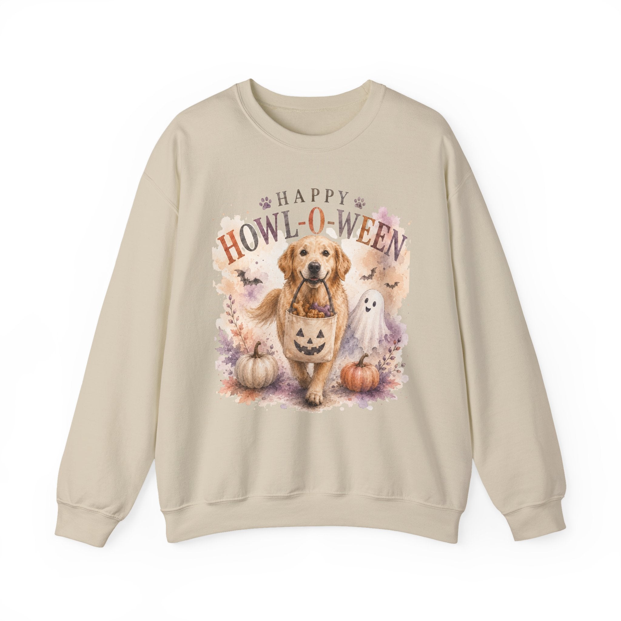 Happy Howl-O-Ween Dog Crewneck Sweatshirt | Cute Halloween Puppy Shirt